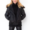 Moncler Black Cropped Jacket Fur Trim Hood Size 4 - EVEYSPRELOVED