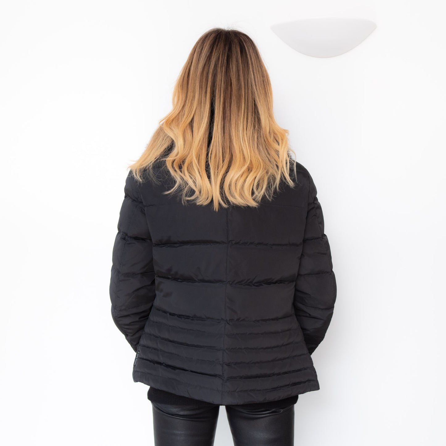 Armani Jeans Black Padded Jacket Faux Fur Collar Size 16
