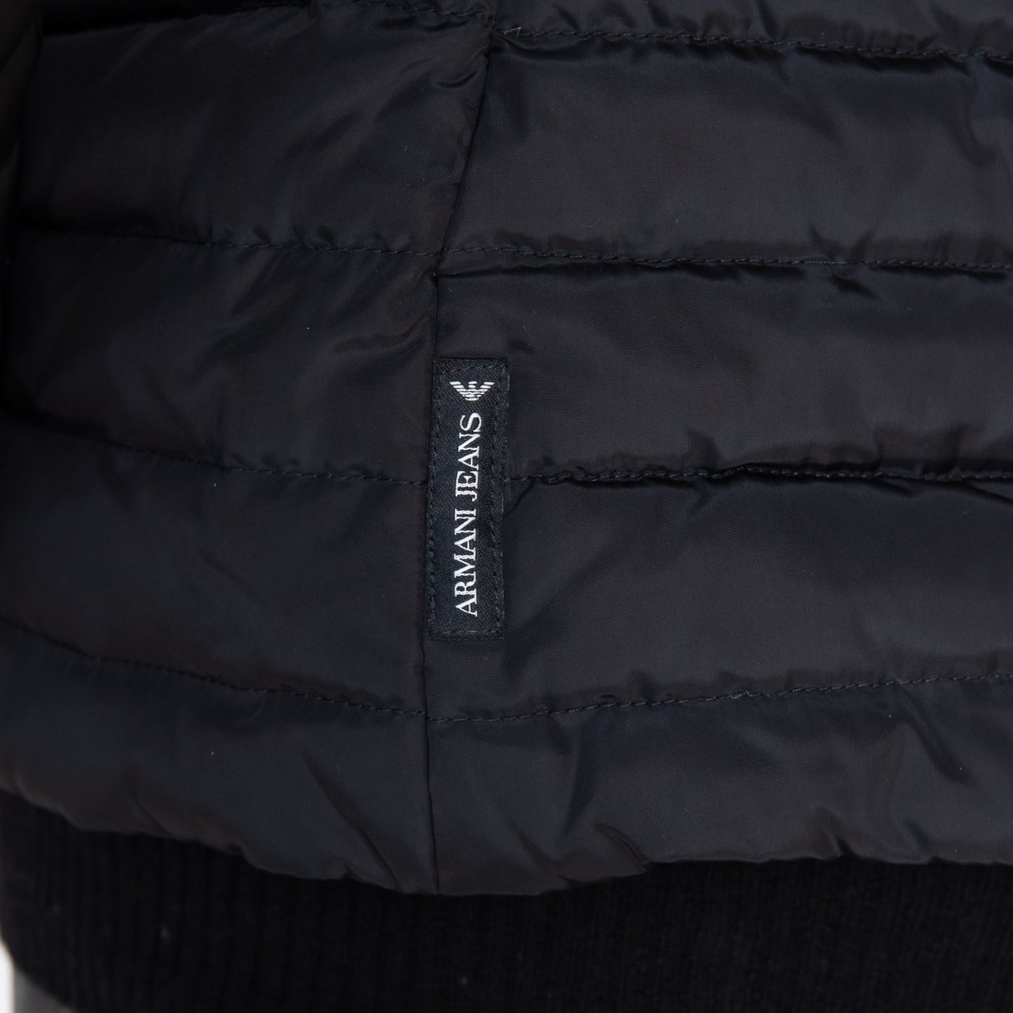 Armani Jeans Black Padded Jacket Faux Fur Collar Size 16