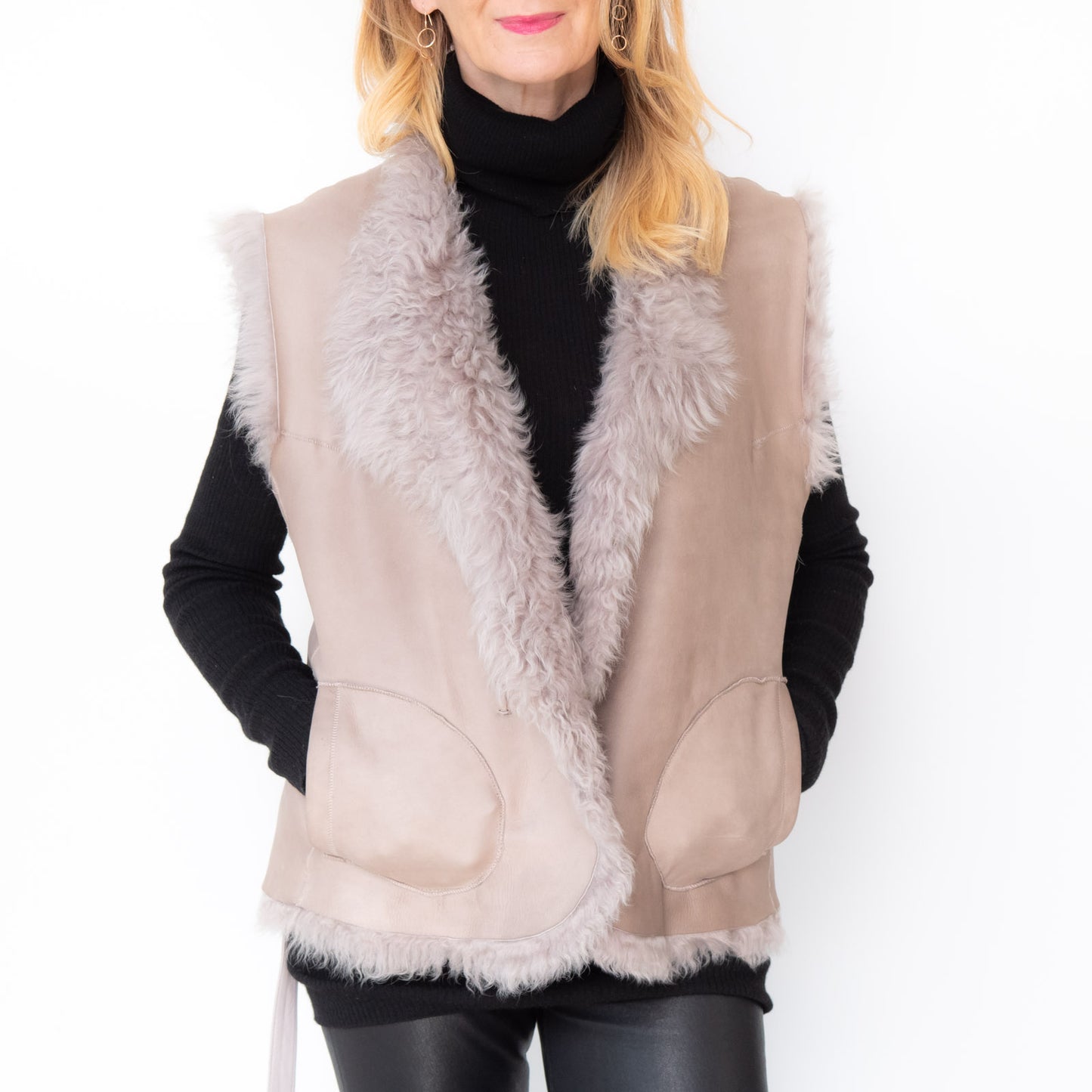 Gushlow And Cole Reversible Mushroom Shearling Jacket Size 14