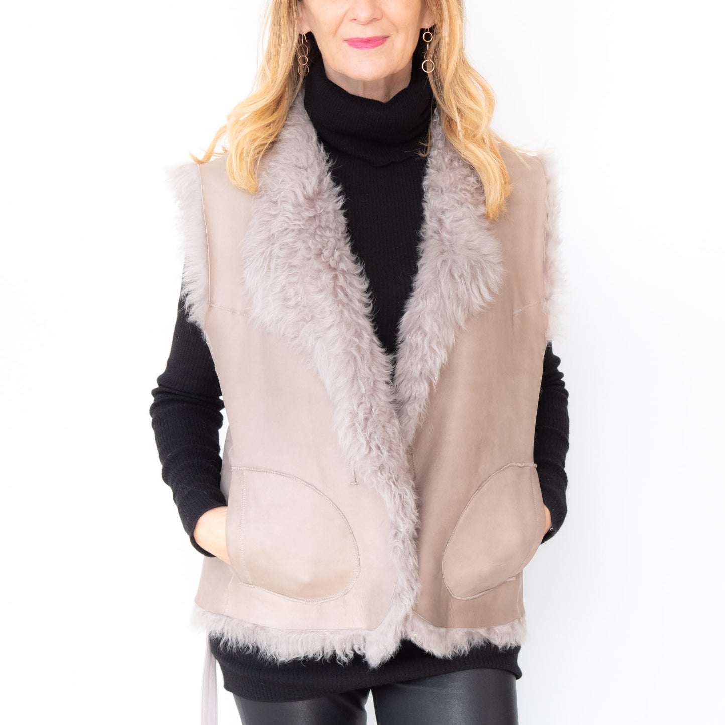 Gushlow And Cole Reversible Mushroom Shearling Jacket Size 14