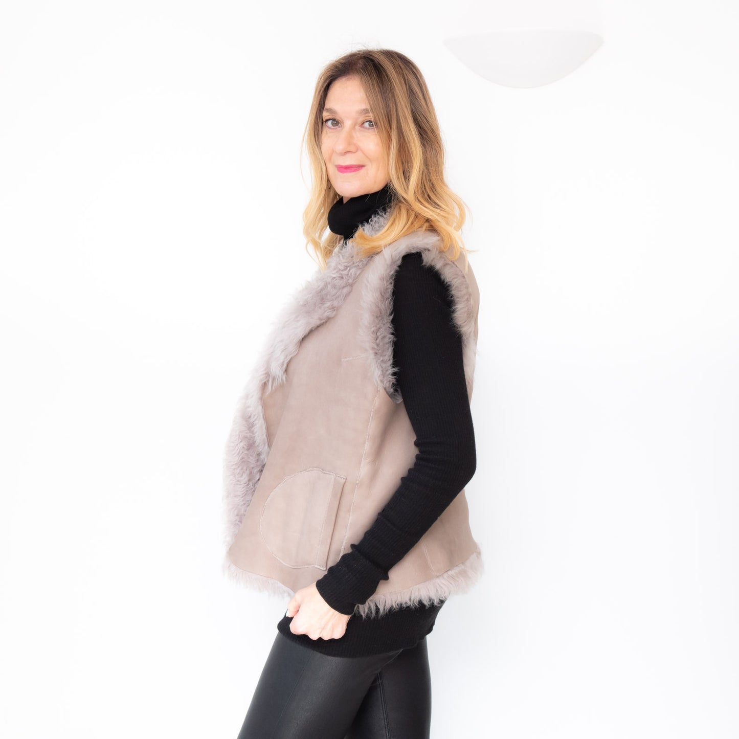 Gushlow And Cole Reversible Mushroom Shearling Jacket Size 14