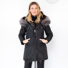  Nicole Benisti Black Parka Jacket Fur Hood Size 10 - EVEYSPRELOVED