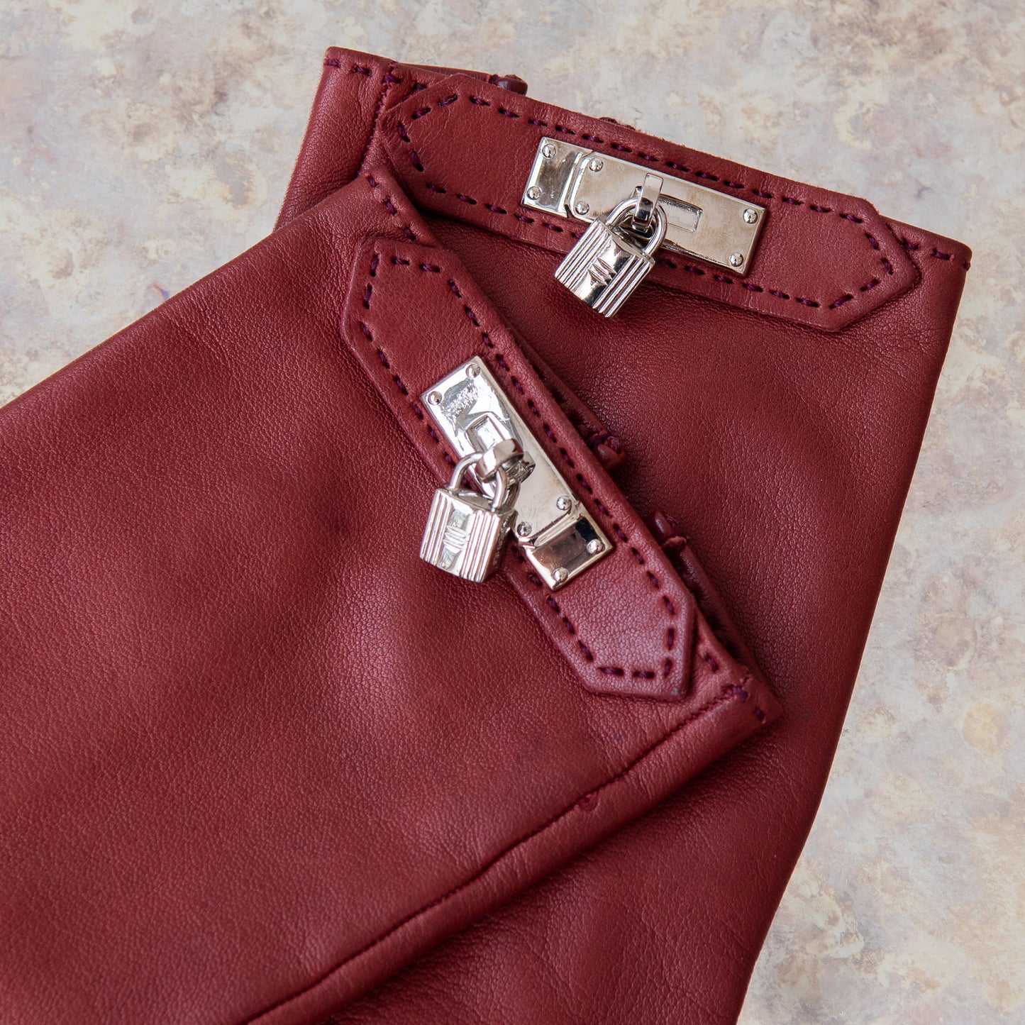 Hermes Red Lambskin Leather Soya Gloves Size 7.5