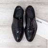 Celine Black Patent Leather Closed Brogue Shoes Size 38 - EVEYSPRELOVED