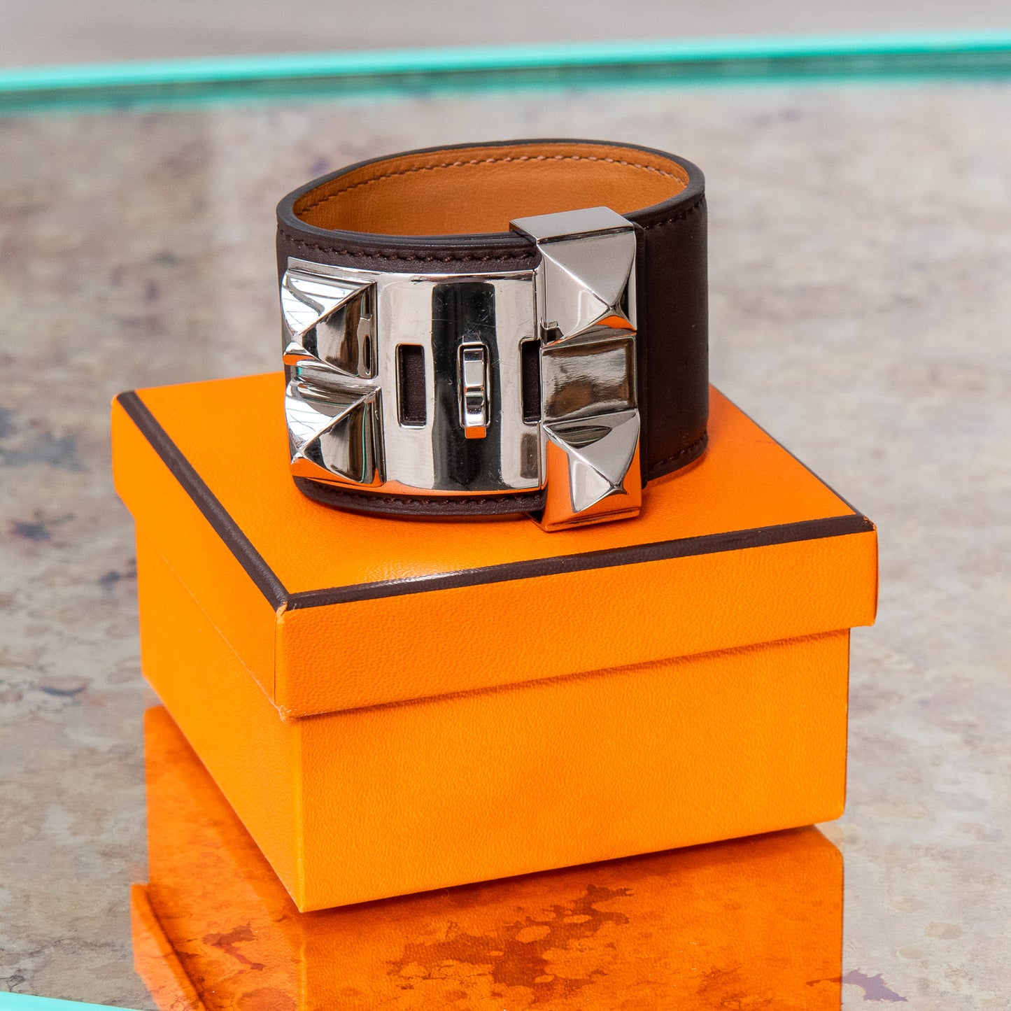 Hermes Collier De Chien Brown Leather Bracelet