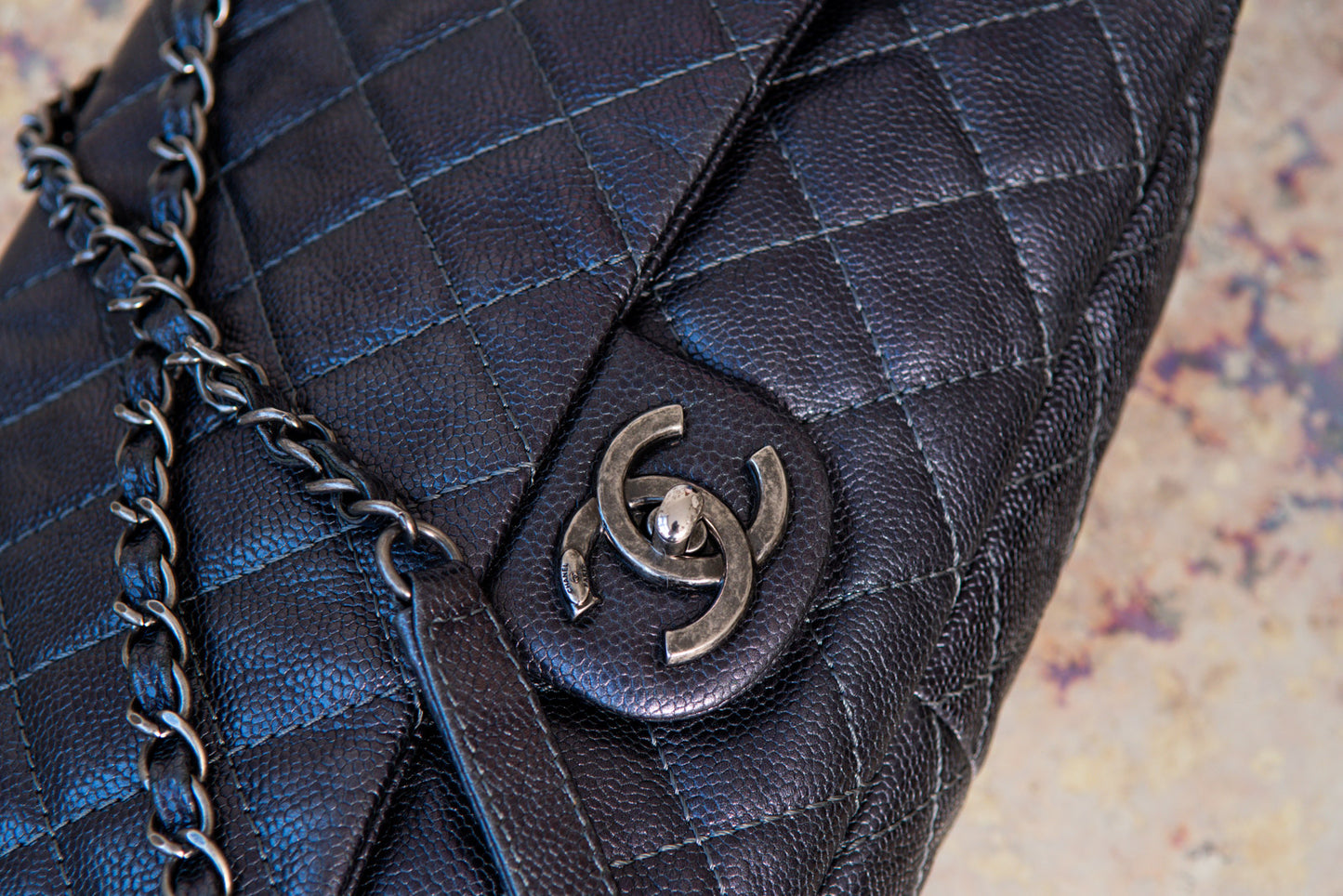 Chanel Quilted Easy Flap Jumbo Metallic Bag