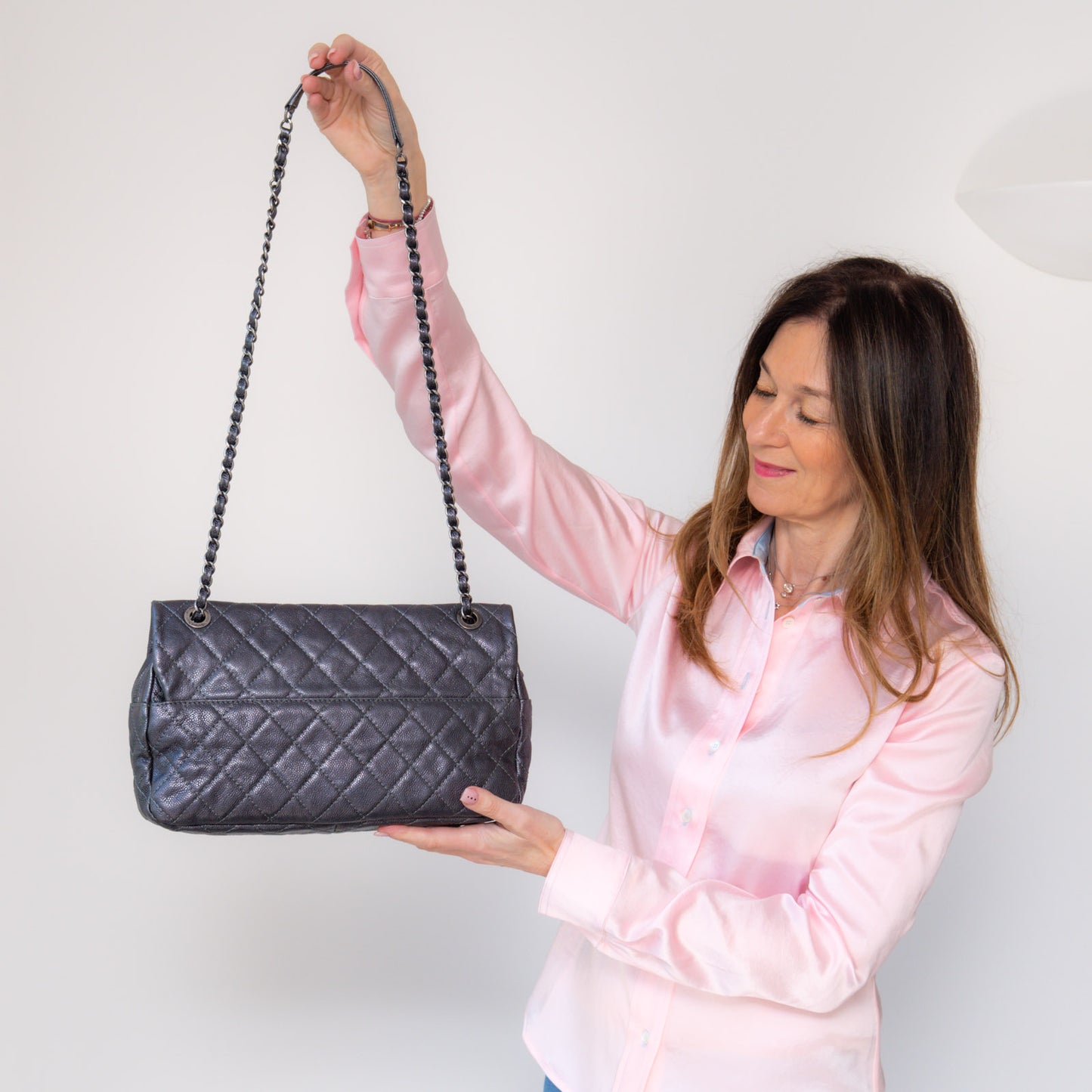 Chanel Quilted Easy Flap Jumbo Metallic Bag