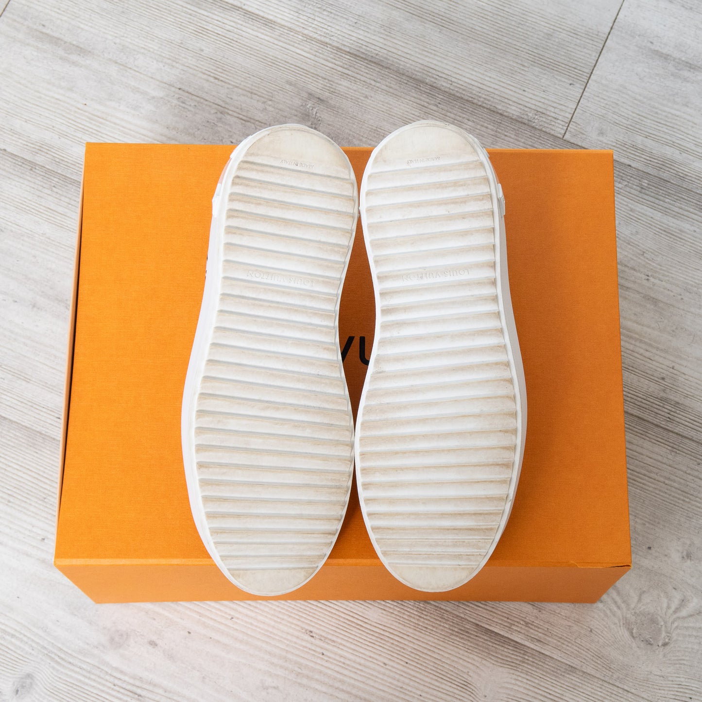 Louis Vuitton White Leather Time Out Trainers Black Monogram Size 39