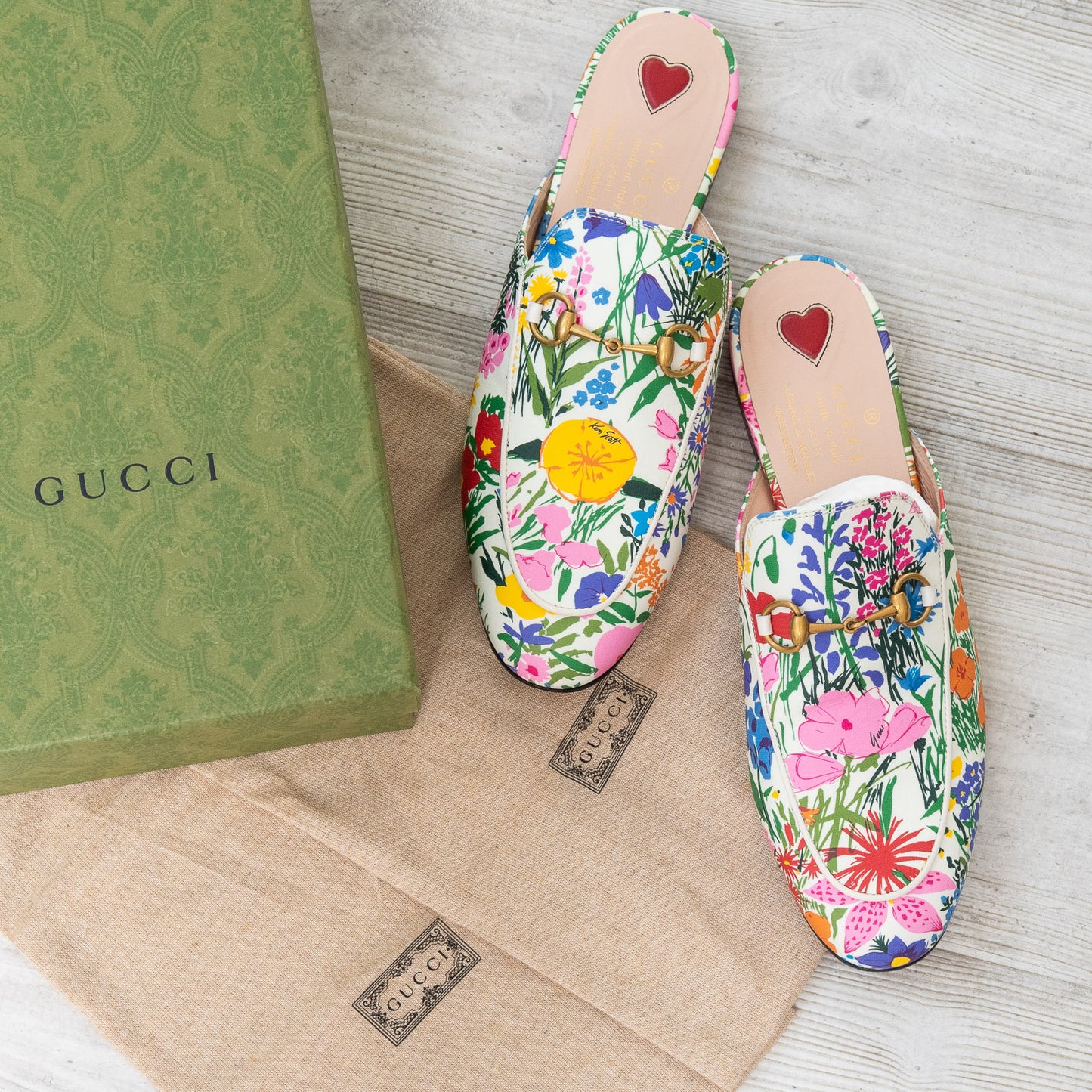 Gucci Princeton White Leather Floral Loafers Horsebit Detail Limited Edition Ken Scott Size 39