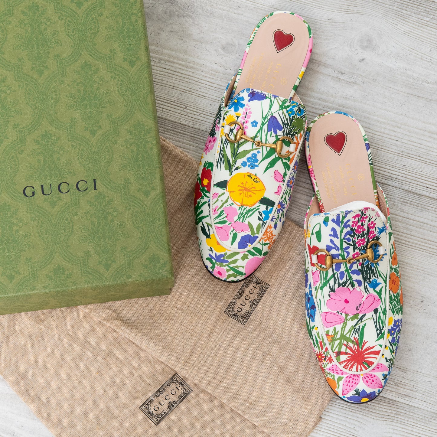 Gucci Princeton White Leather Floral Loafers Horsebit Detail Limited Edition Ken Scott Size 39