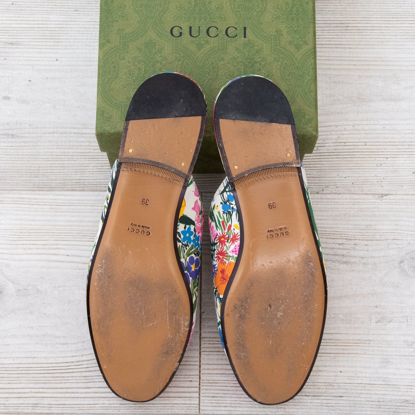 Gucci Princeton White Leather Floral Loafers Horsebit Detail Limited Edition Ken Scott Size 39