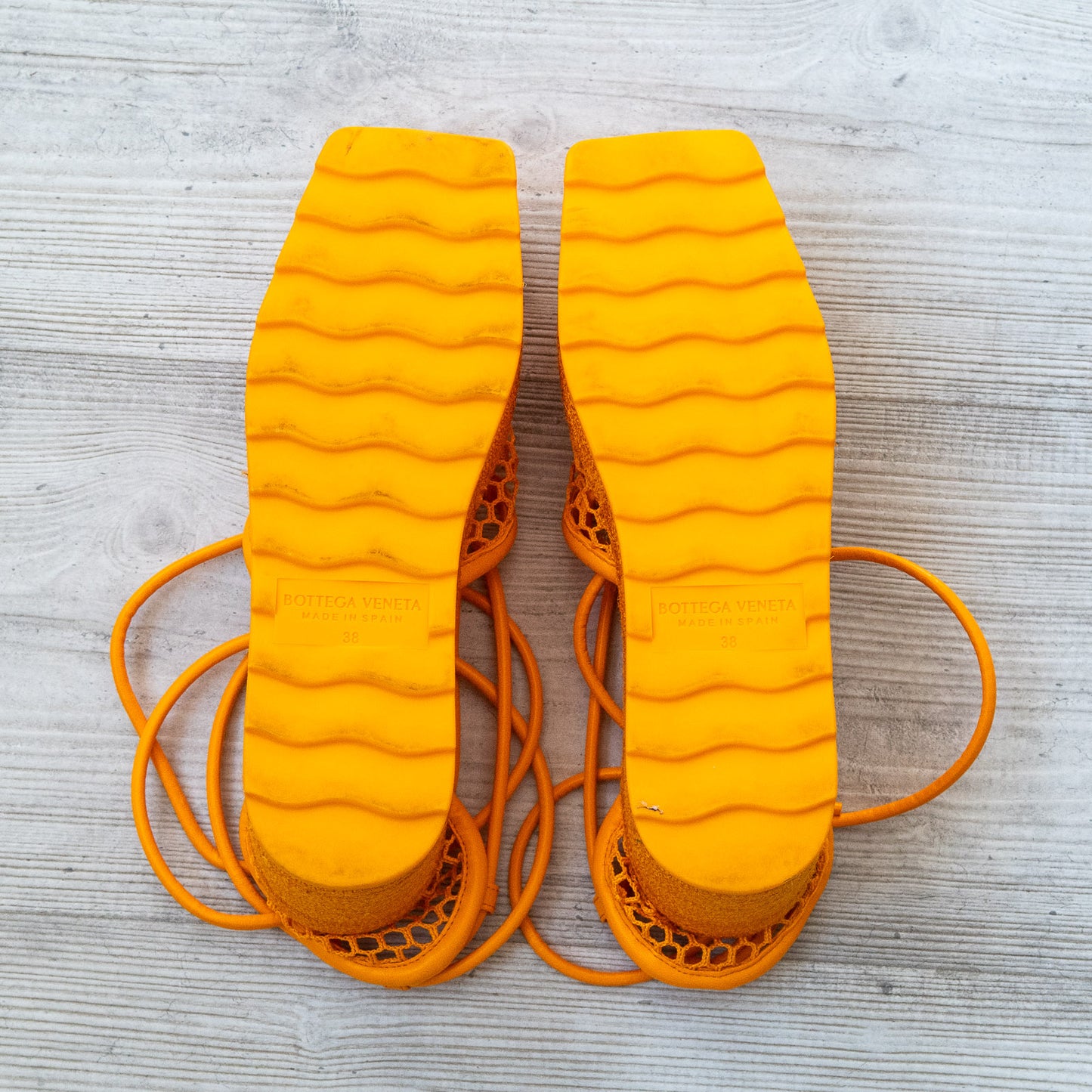 Bottega Veneta Orange Web Wedge Espadrilles Size 38