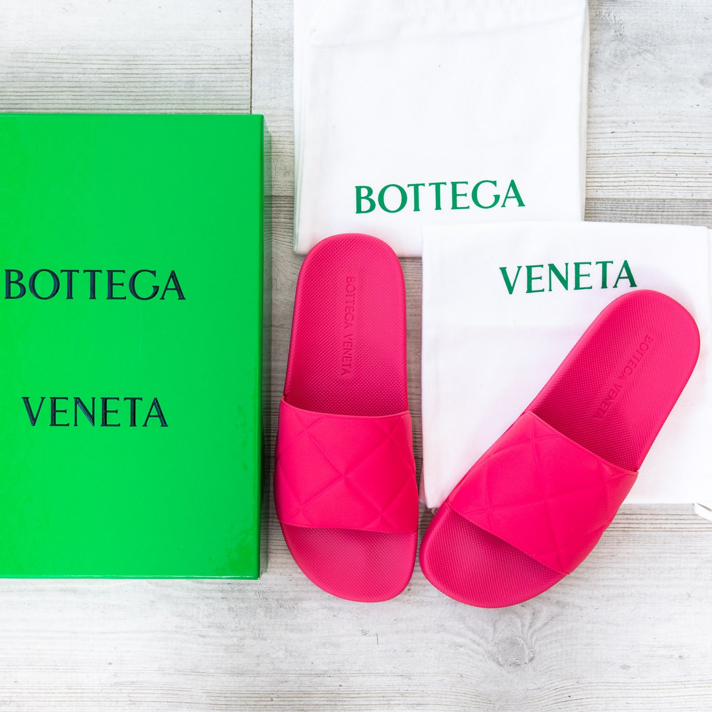 Bottega Veneta Pink Matte Rubber Lollipop Pink Slides Size 6