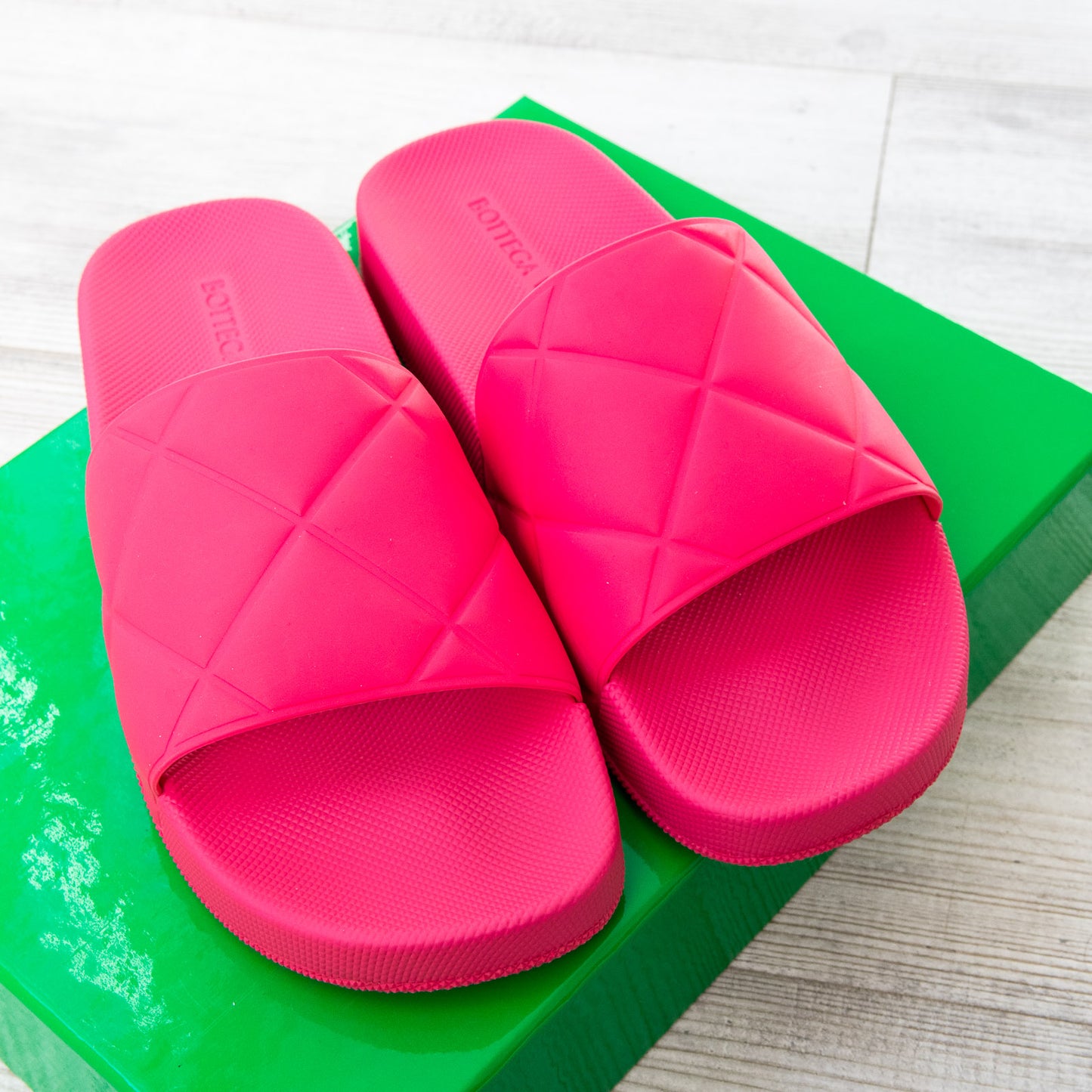 Bottega Veneta Pink Matte Rubber Lollipop Pink Slides Size 6