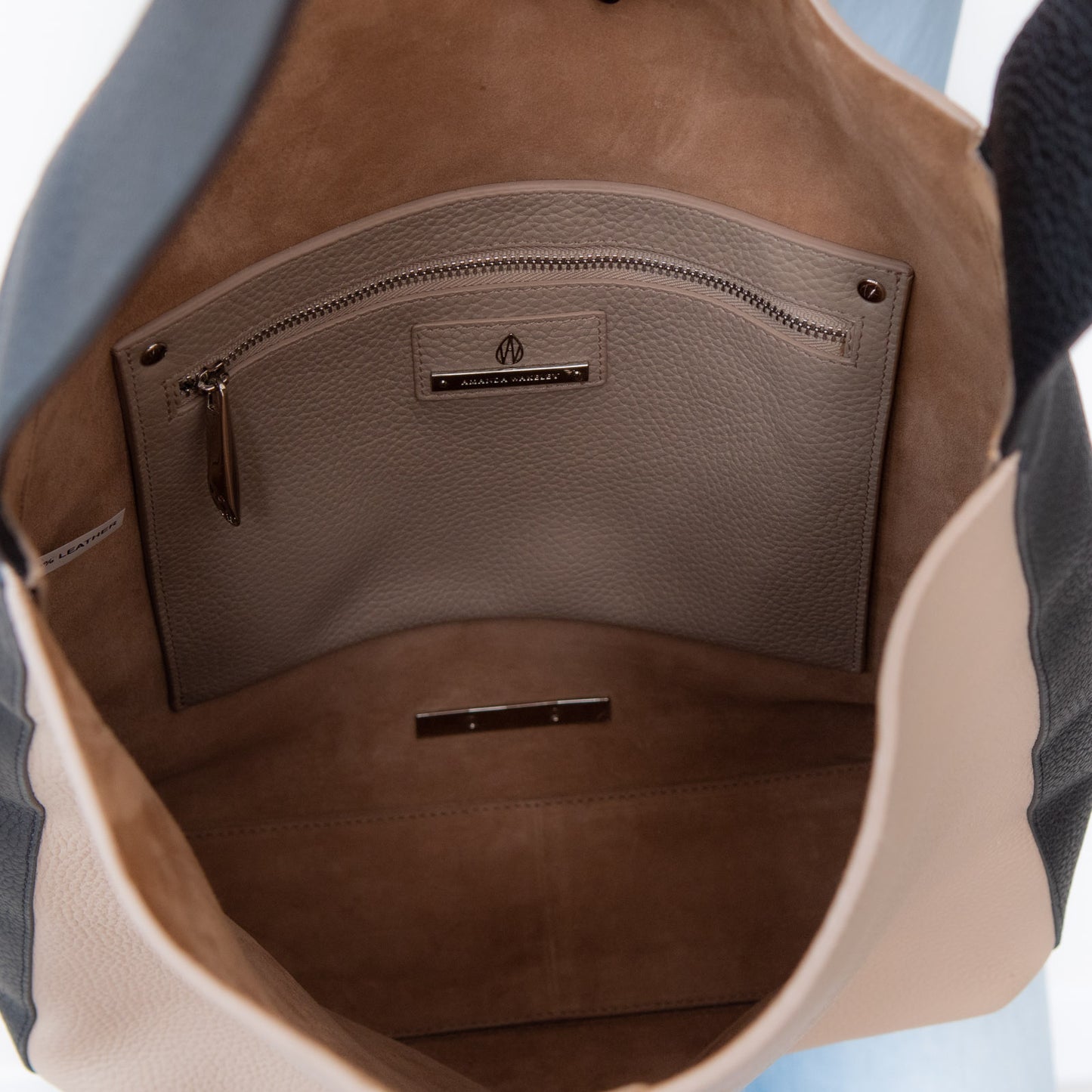 Amanda Wakeley Beige And Black Leather Hobo Bag