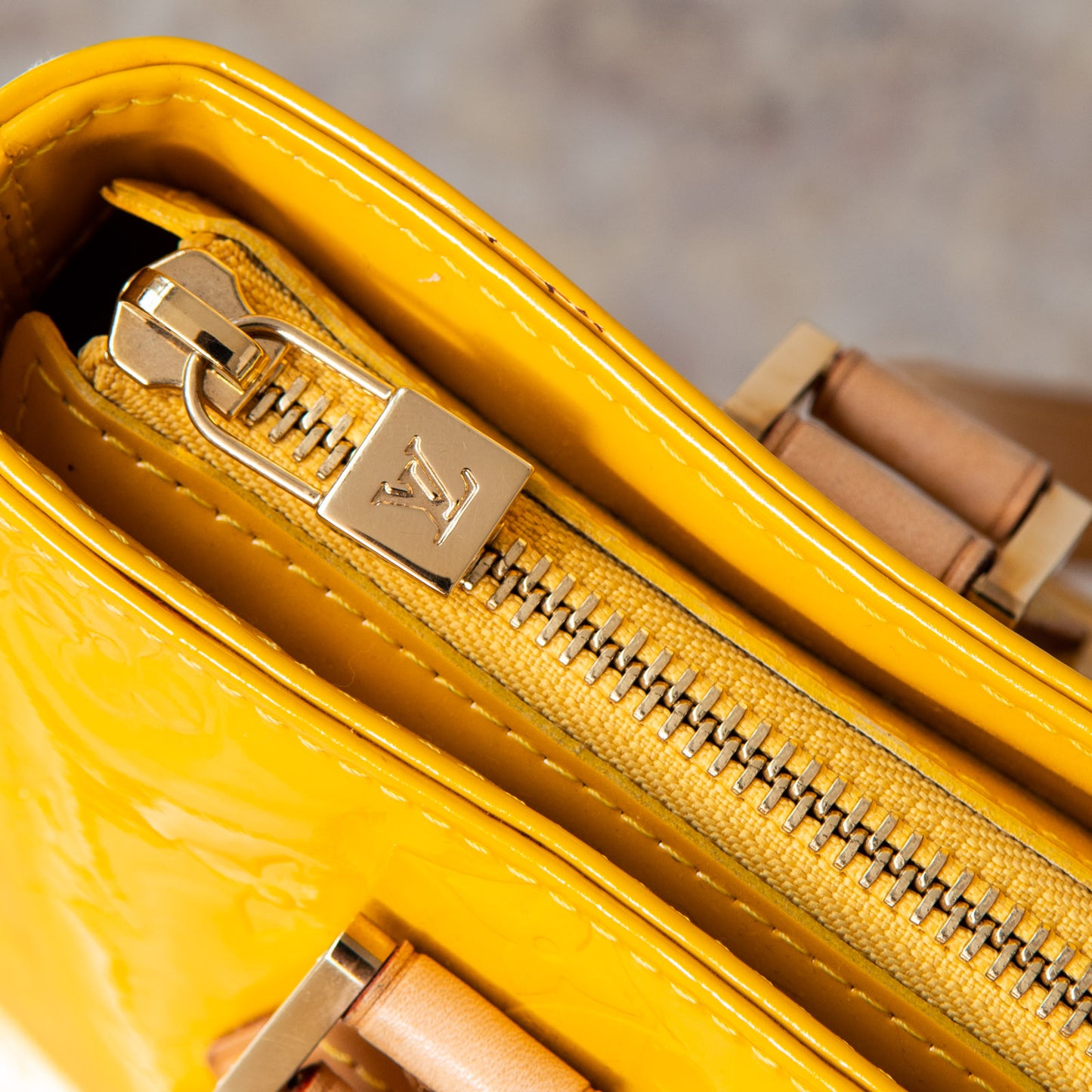 Louis Vuitton Houston Yellow Monogram Patent Leather Tote Bag
