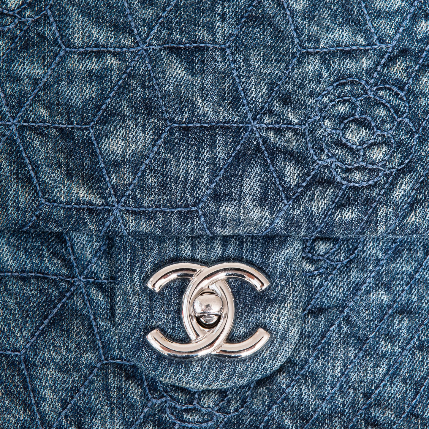 Chanel Denim Blue Camelia Flap Bag