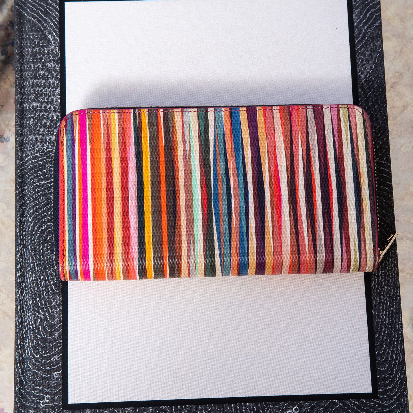 Paul Smith Multicolour Stripe Leather Zip Around Wallet