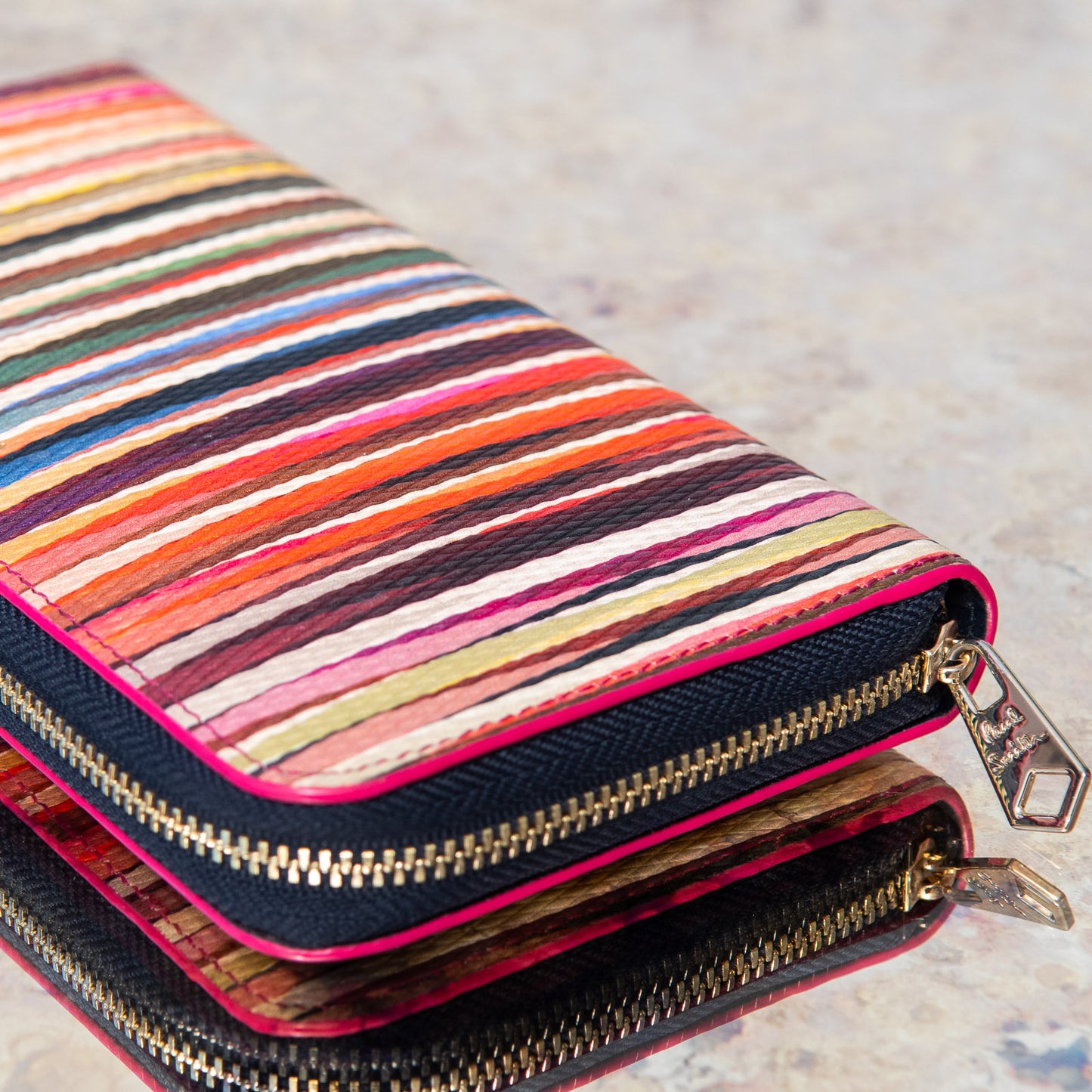 Paul Smith Multicolour Stripe Leather Zip Around Wallet
