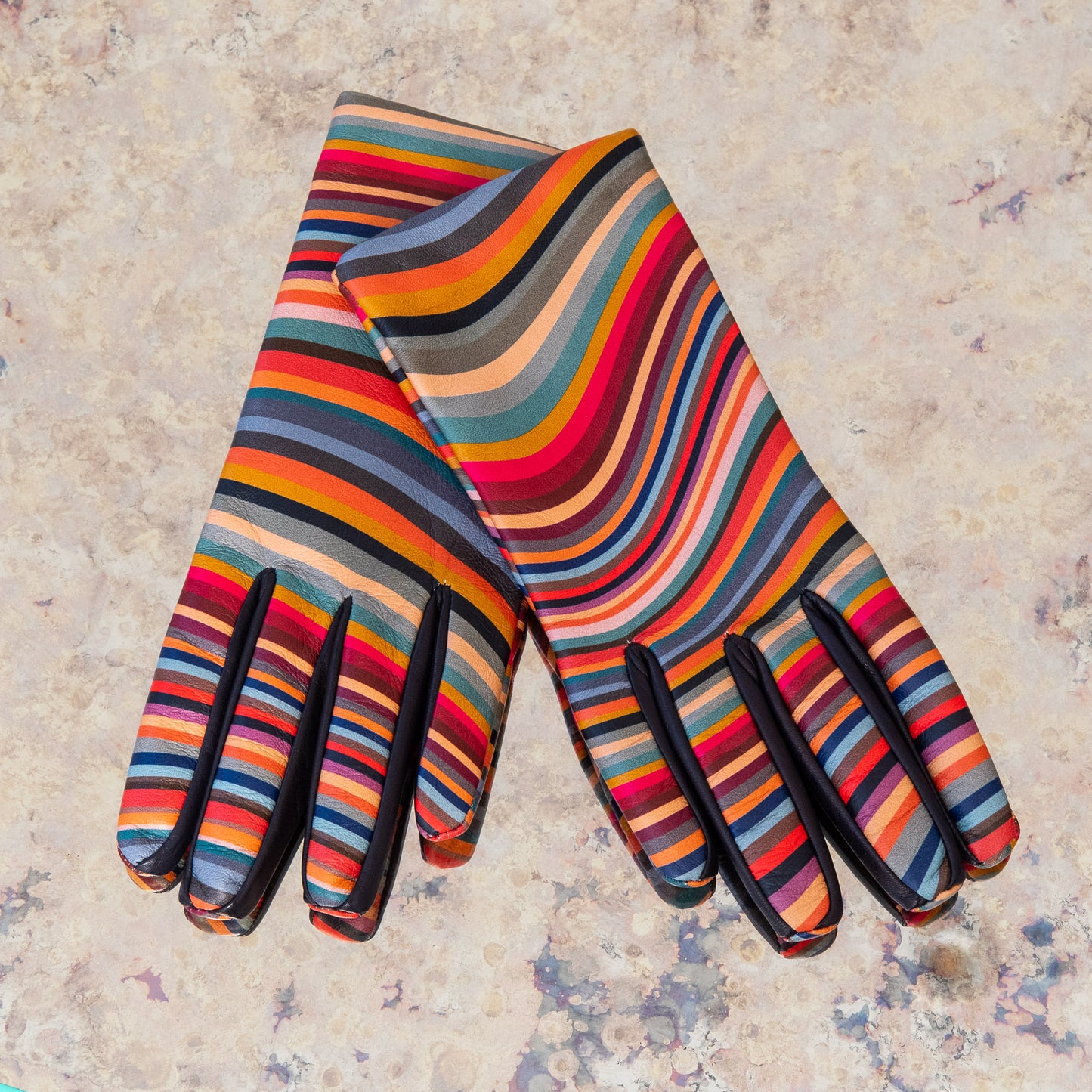 Paul Smith Multicolour Striped Leather Gloves Size Medium