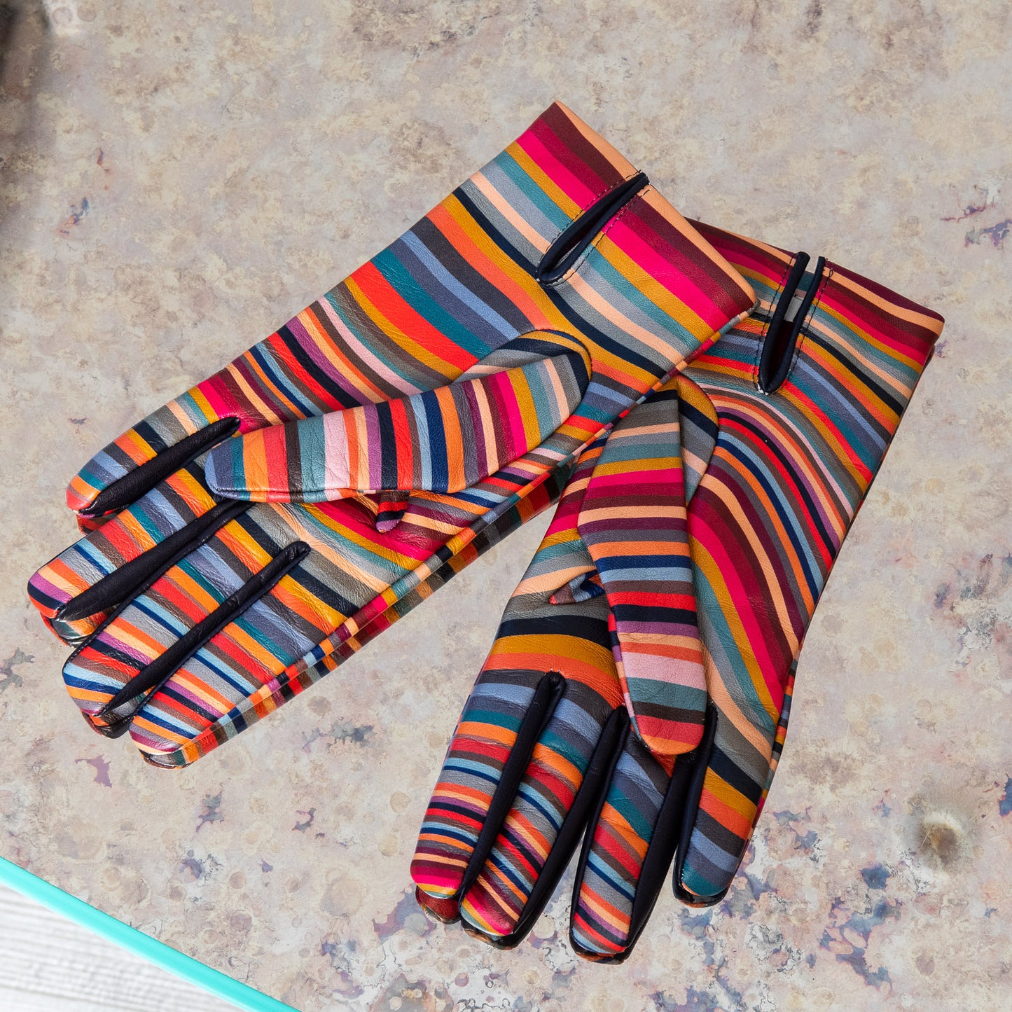 Paul Smith Multicolour Striped Leather Gloves Size Medium