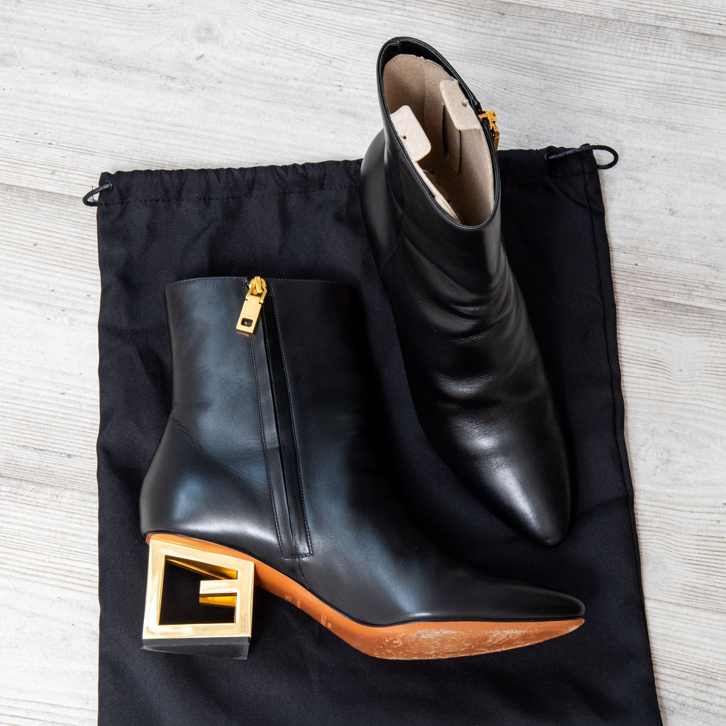 Givenchy Triangle Black Leather Boot Size 39.5