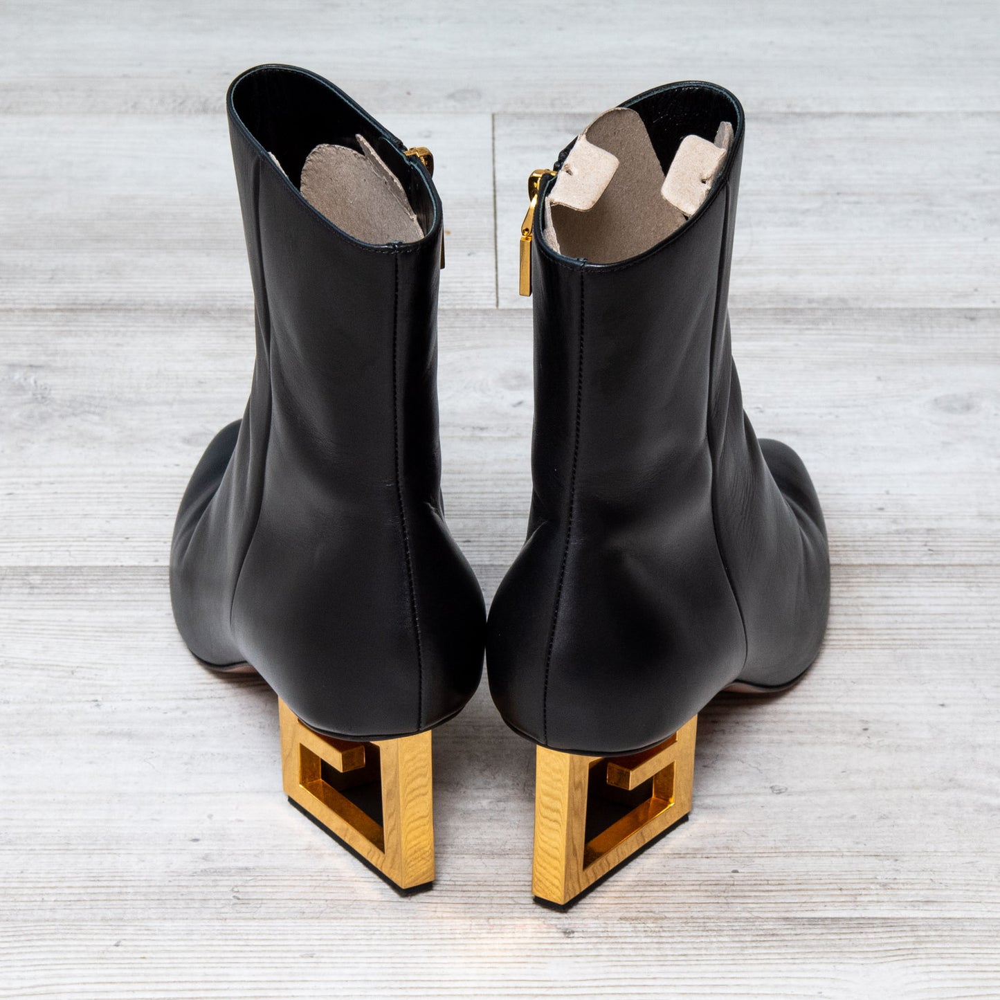 Givenchy Triangle Black Leather Boot Size 39.5