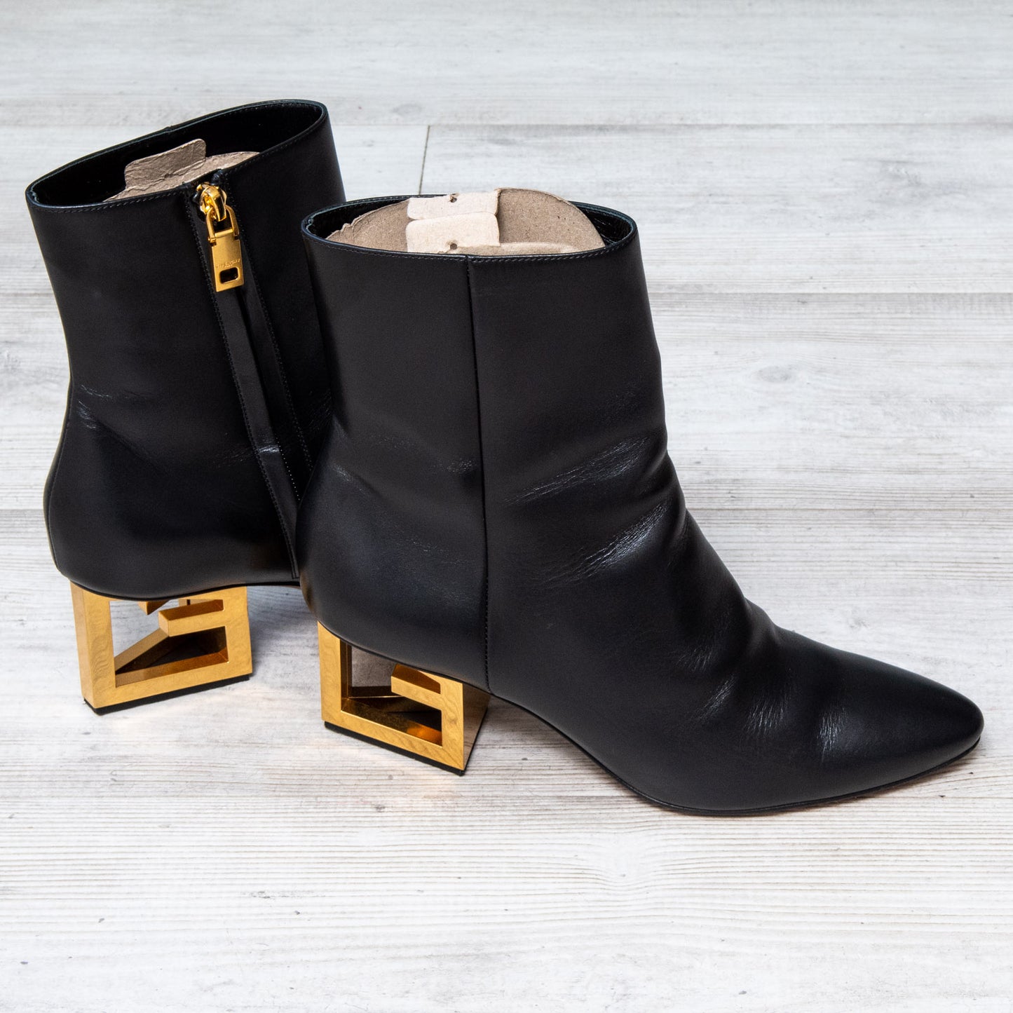 Givenchy Triangle Black Leather Boot Size 39.5