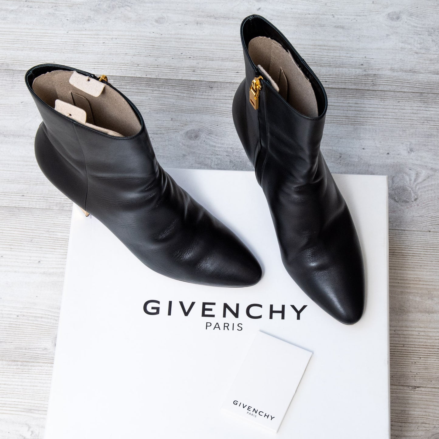 Givenchy Triangle Black Leather Boot Size 39.5