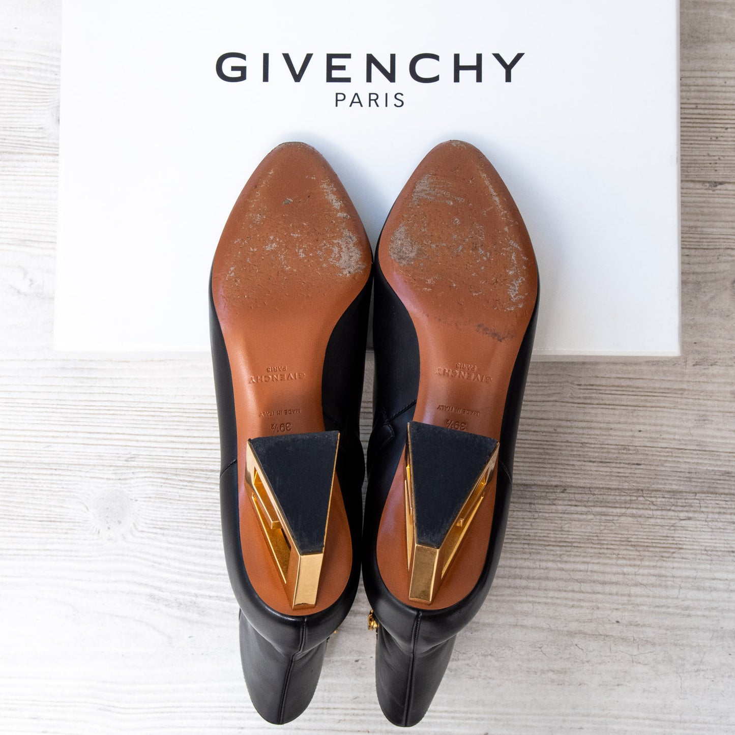 Givenchy Triangle Black Leather Boot Size 39.5