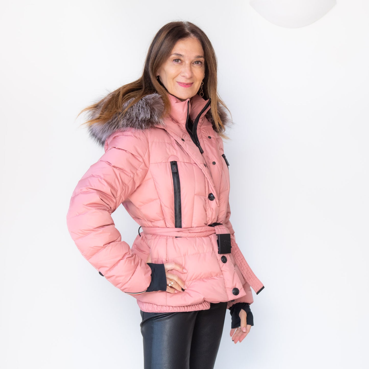 Moncler Grenoble Beverley Fox Fur Trim Pink Jacket Size 4