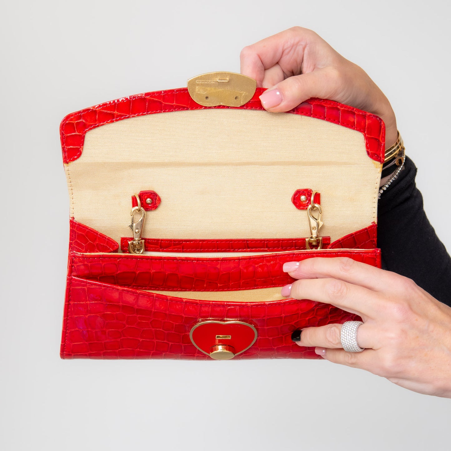 Aspinal Of London Mock Croc Red Bag