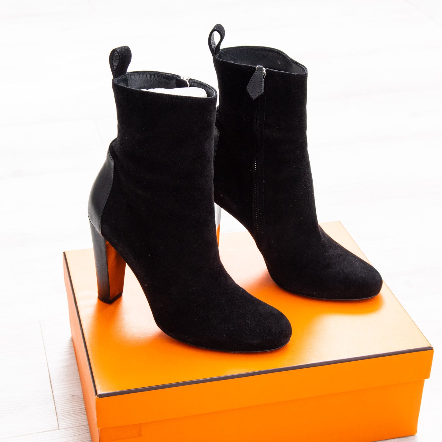 Hermes Fever Black Suede and Leather Boots Size 38.5