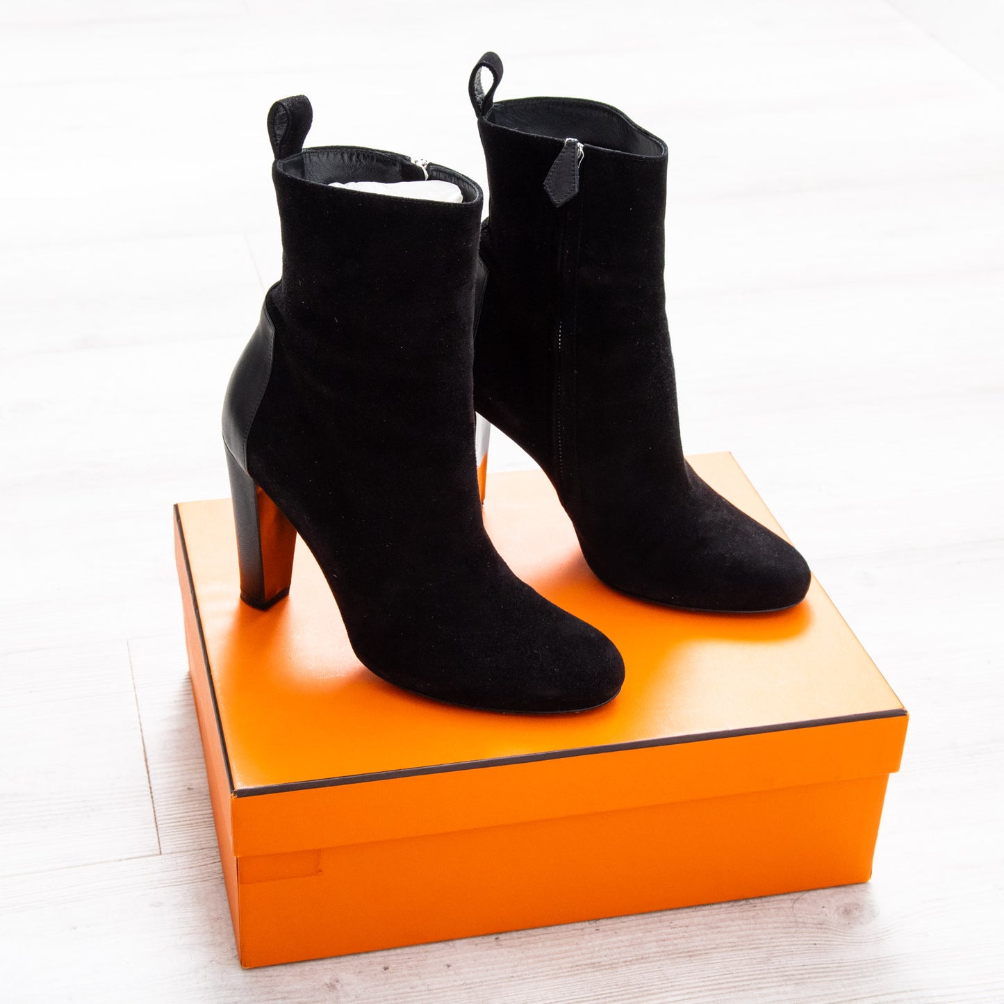 Hermes Fever Black Suede and Leather Boots Size 38.5