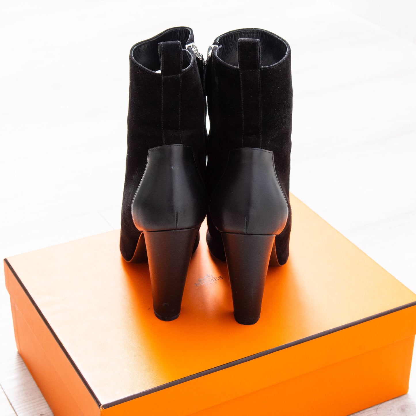 Hermes Fever Black Suede and Leather Boots Size 38.5