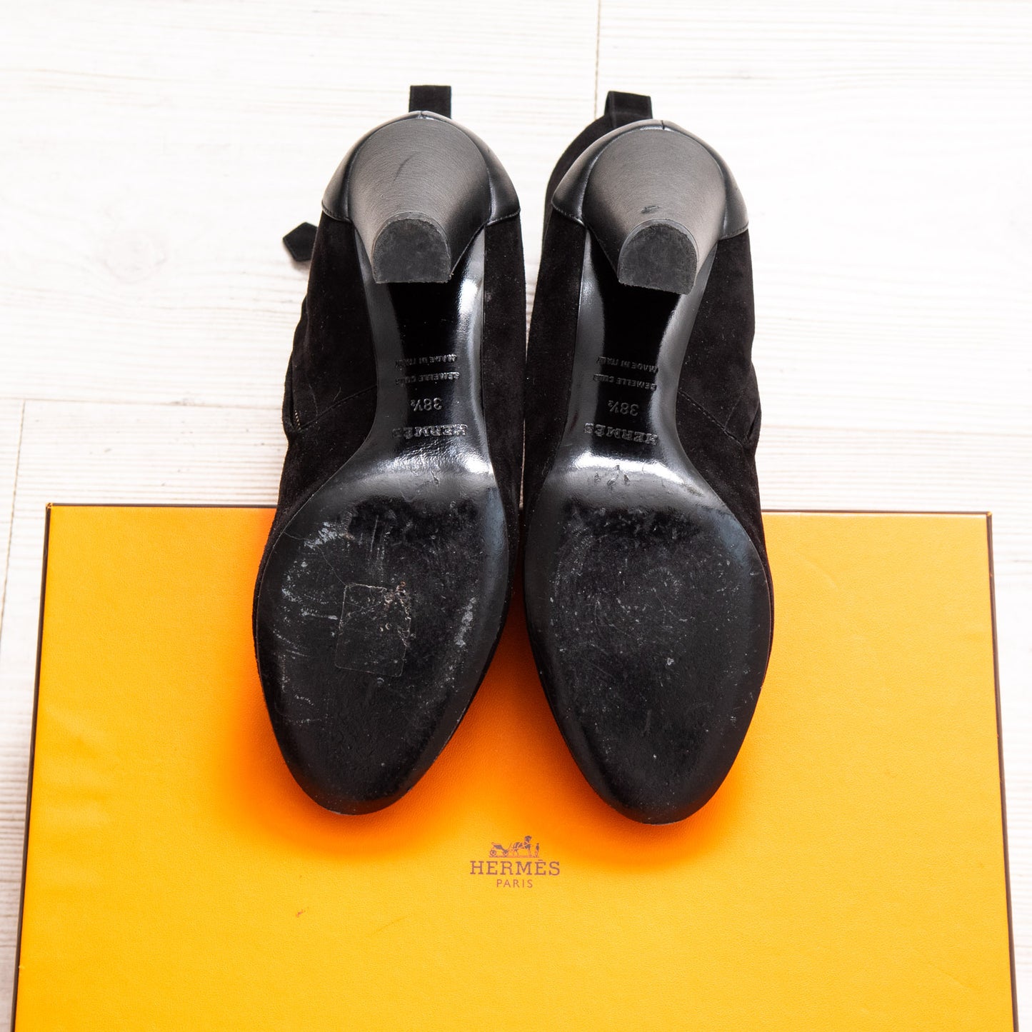 Hermes Fever Black Suede and Leather Boots Size 38.5