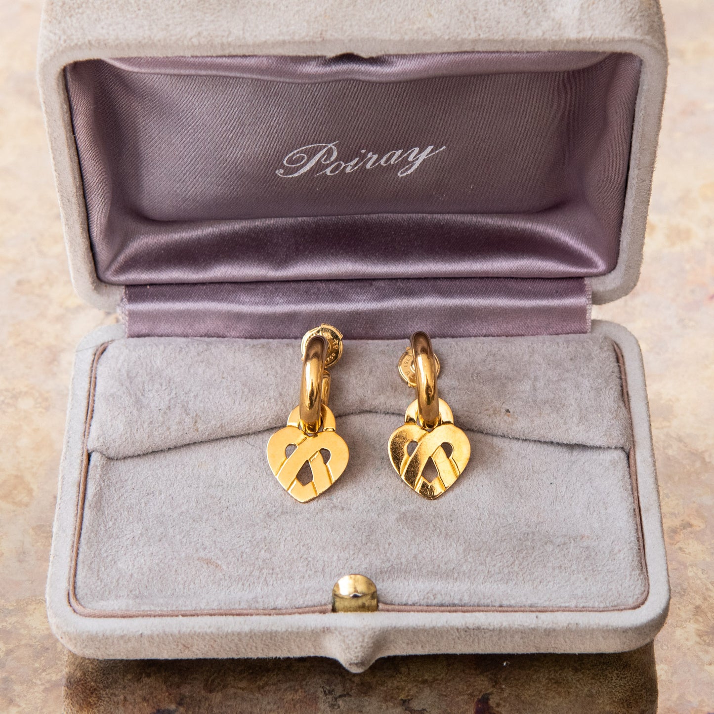 Poiray Yellow Gold Interlaced Hear Earrings