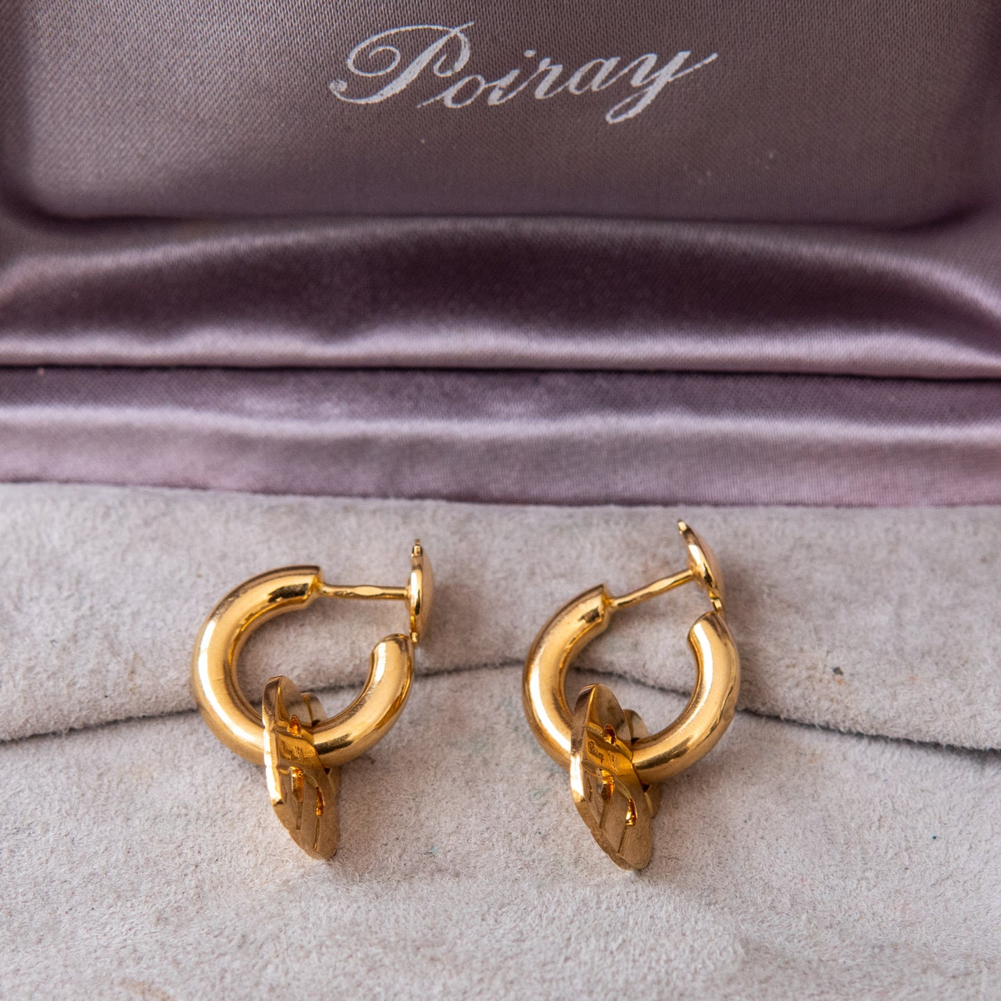 Poiray Yellow Gold Interlaced Hear Earrings