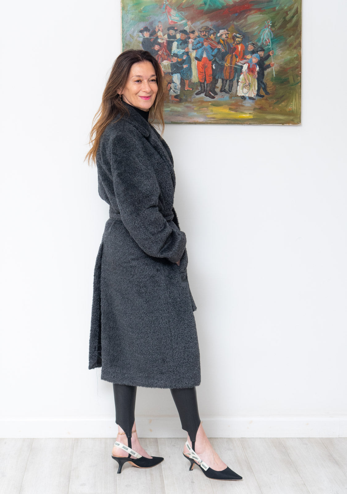Joseph Grey Cayla Textured Coat Size 34