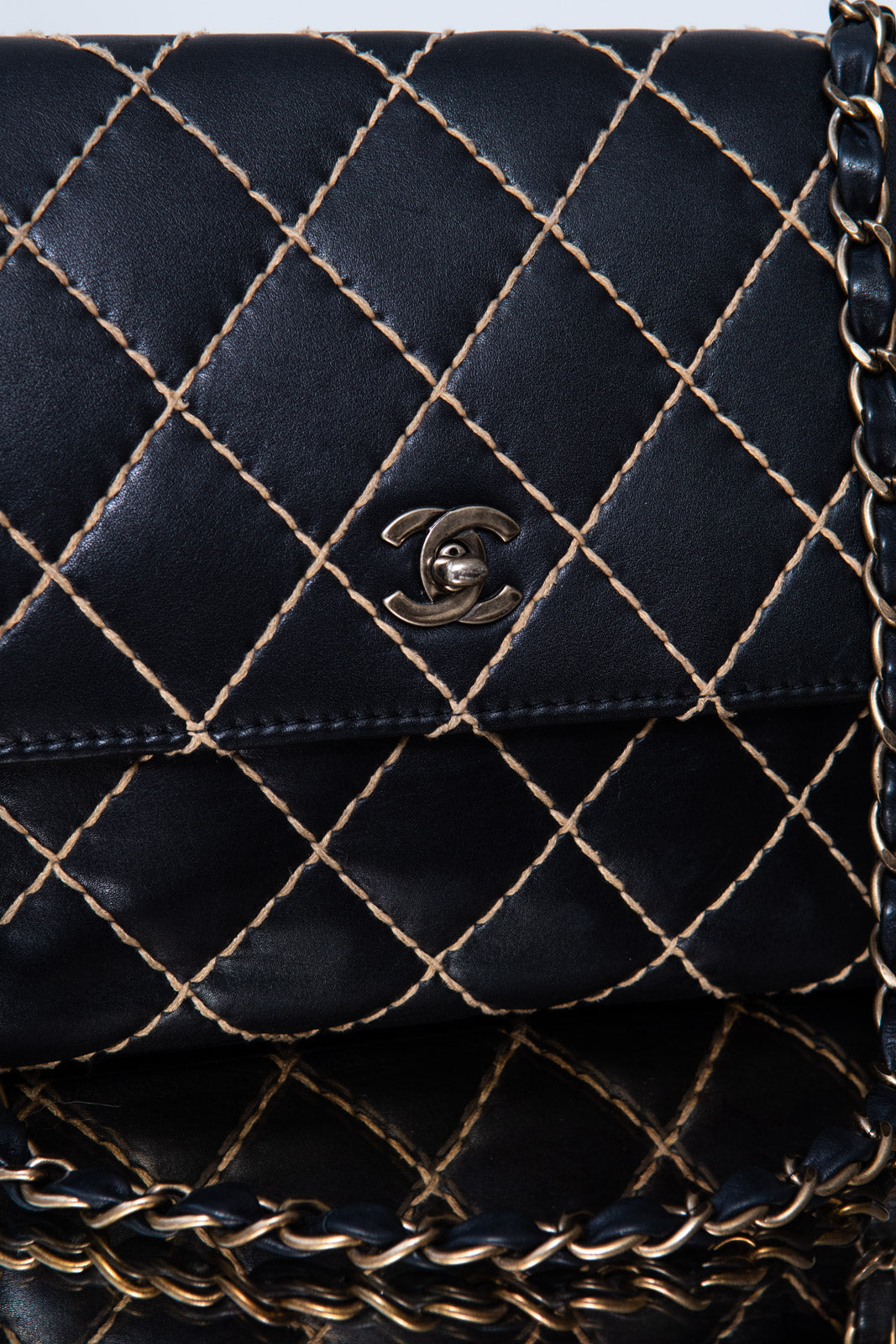 Chanel Vintage Wild Stitch Surpique Single Flap Bag