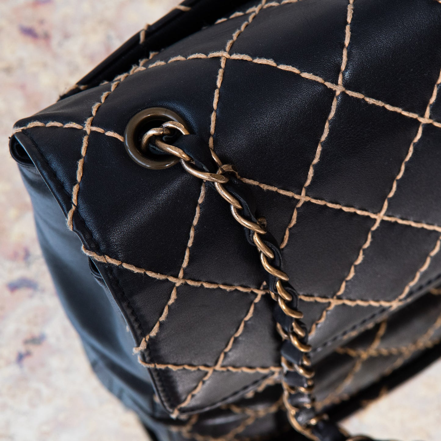 Chanel Vintage Wild Stitch Surpique Single Flap Bag