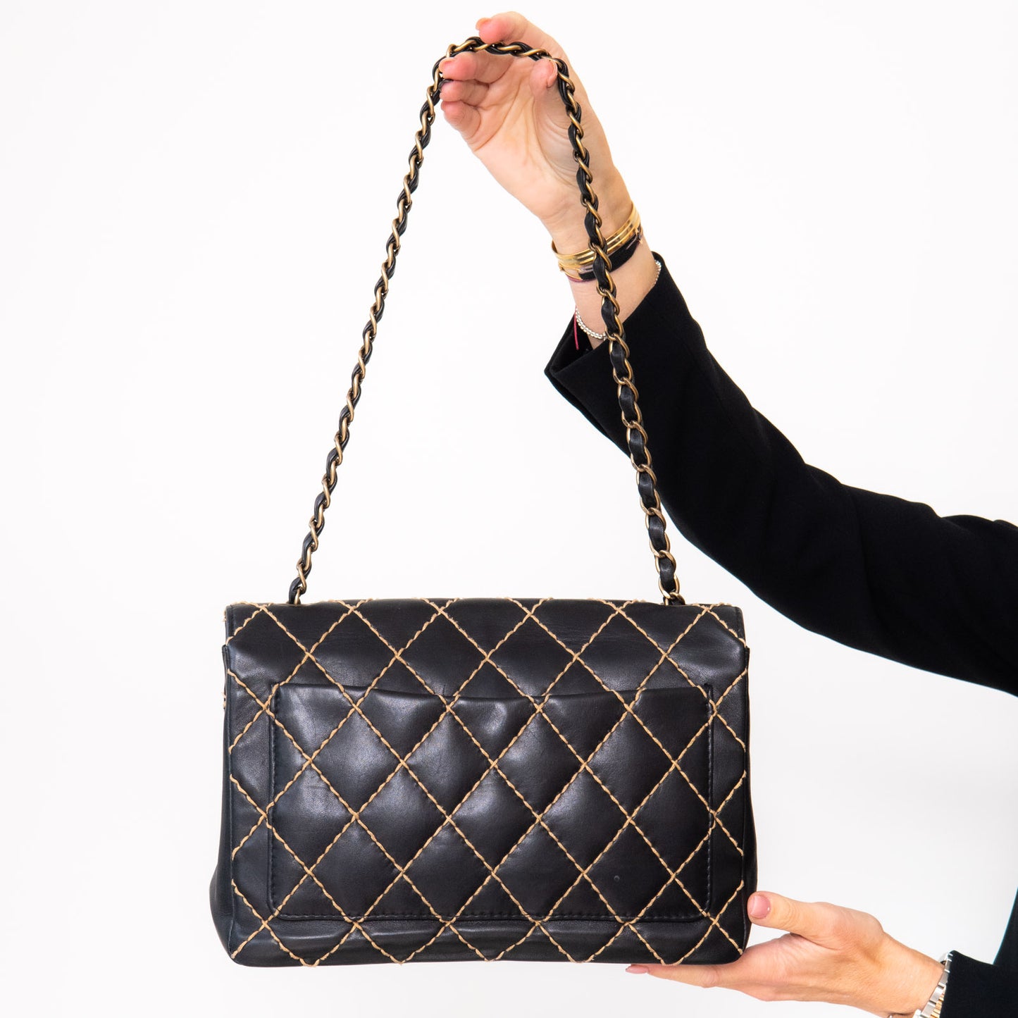Chanel Vintage Wild Stitch Surpique Single Flap Bag