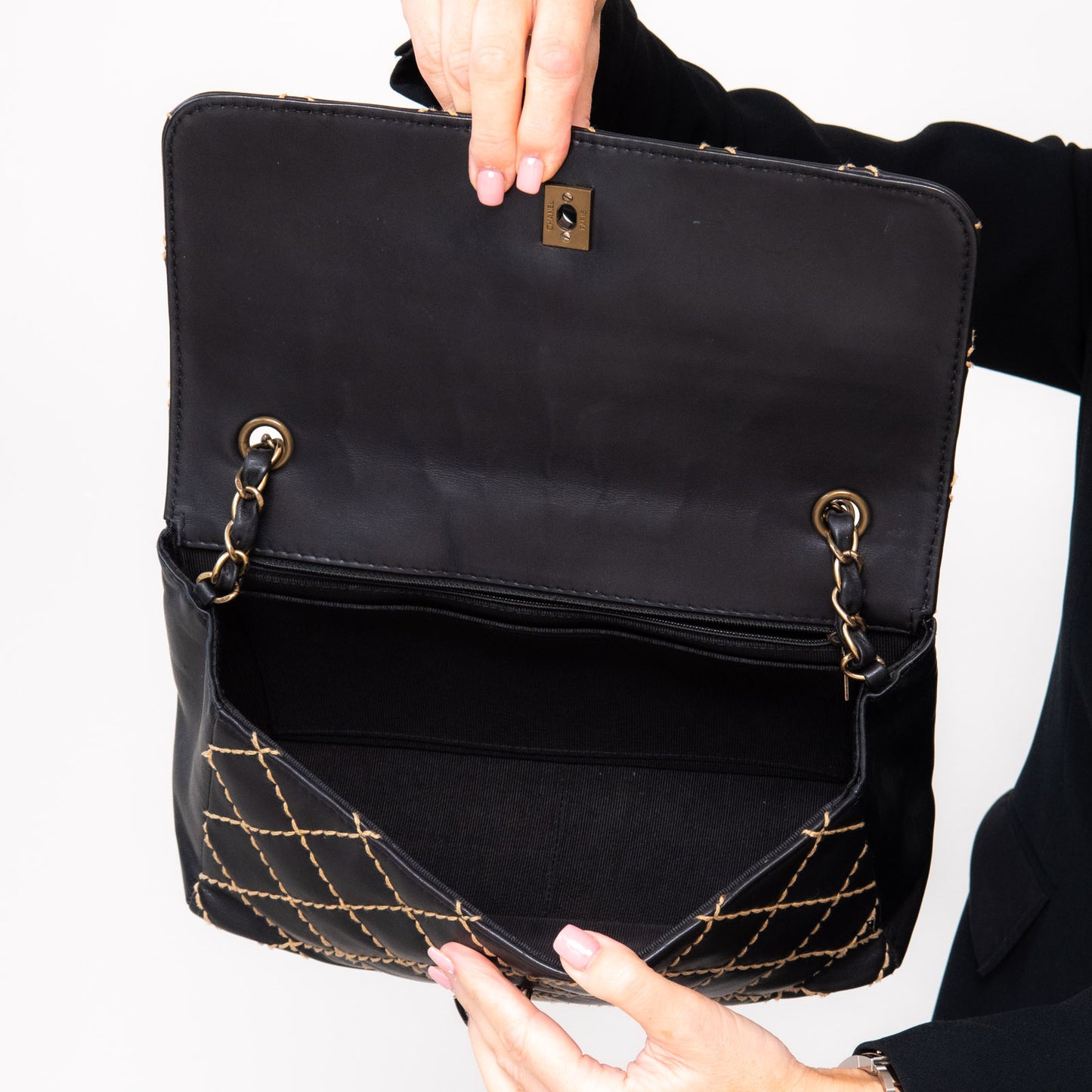 Chanel Vintage Wild Stitch Surpique Single Flap Bag