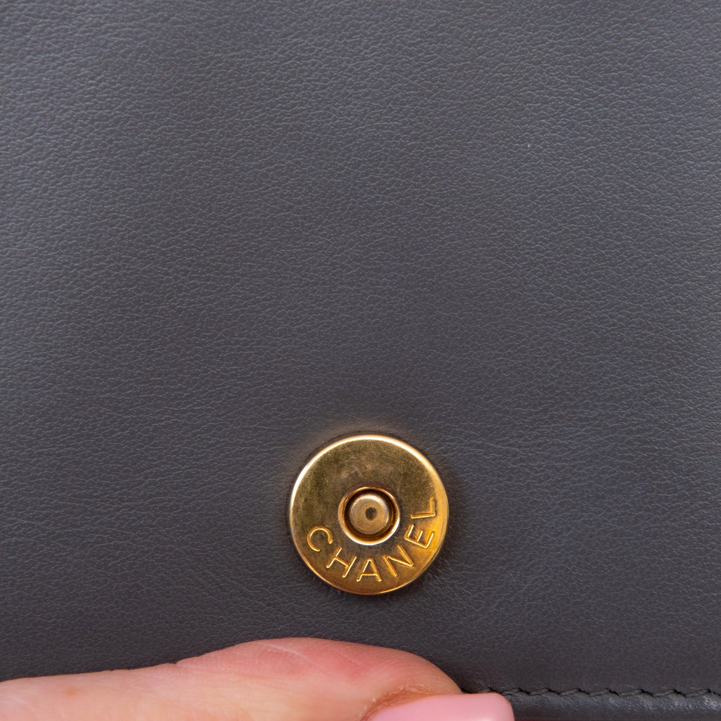 Chanel Grey Mini Boy Wallet On Chain