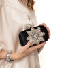 Alexander McQueen Black Satin Crystals Embellished Skull Clutch Bag