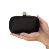 Alexander McQueen Black Satin Crystals Embellished Skull Clutch Bag