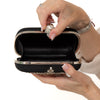 Alexander McQueen Black Satin Crystals Embellished Skull Clutch Bag