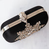 Alexander McQueen Black Satin Crystals Embellished Skull Clutch Bag