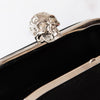 Alexander McQueen Black Satin Crystals Embellished Skull Clutch Bag